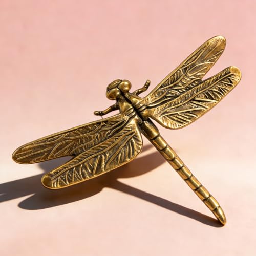 Vintage Mini Dragonfly Brass Figurine Cute 3D Aminal Statues for Home Office Table Desk Mantle Decor Tea Pet Decoration Funny Dragonfly Gifts for Women Men (HTBJ3594) - color: Fdjlcs3594