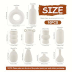 Small White Ceramic Vase Set of 10 Ceramic Bud Vases in Bulk Modern Farmhouse Boho VaseS for Pampas Grass, Flowers, Decorative Ceramic White Flower Vases for Home Decor, Entryway Table Decor