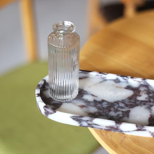 100% Natural Luxury Calaccata Viola Marble Small Hand Towel Tray Holder Organizer, Makeup Bathroom Holder - color: Viola-oval-10"x5"x0.7"