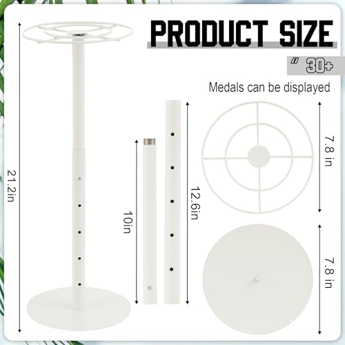 Shimeyao Medal Hanger Display Honor Display Rotatable Award Holder Rotating Metals Rack Adjustable Award Holder Stand for Basketball Running Sports Race, 30+ Medals - color: White