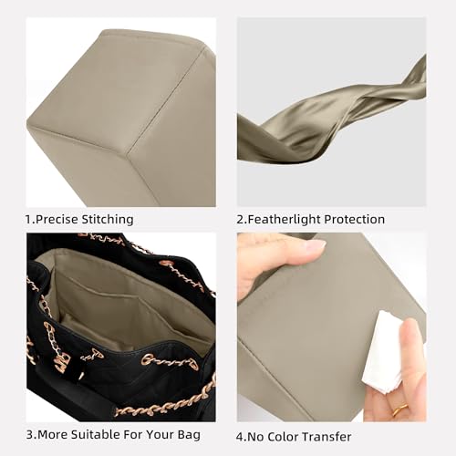 DGAZ Silk Purse Organizer Insert Fits Chanel 25 Handbags，Silky Smooth Bag Organizer，Luxury Handbag & Tote Shaper(Gris Tourterelle,Medium) - color: Gris Tourterelle, size: Medium