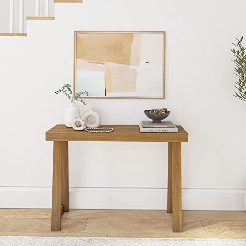 Plank+Beam Solid Wood Console Table, 46 Inch, Sofa Table, Narrow Entryway Table for Hallway, Behind The Couch, Living Room, Foyer, Easy Assembly, Pecan - color: Pecan, size: 46" Console Table
