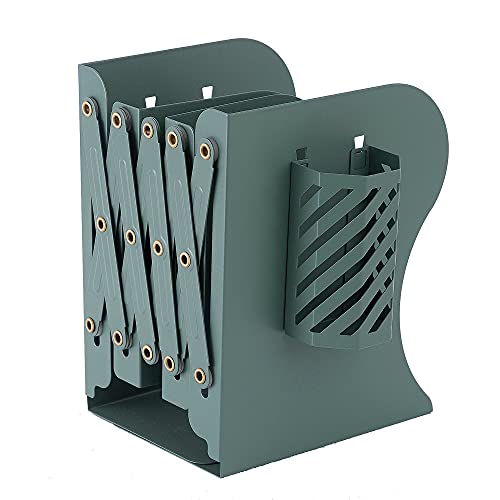 Adjustable Book Ends for Heavy Books, Metal Expandable Bookends for Shelves, Book Organizer Stopper Holder for Desk, Kids Room, Classroom, Office, Library (Green) - color: Green