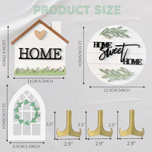 6 Pieces Farmhouse Tiered Tray Decor Beautiful Sweet Home Wood Sign Artificial Plant Rustic Tray Decorations Centerpiece Set for Home & Kitchen Decor(Tiered Tray NOT Included)