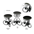 Lily’s Home Elegant Scrollwork Fleur De Lis Pillar Candle Holders, Wax & LED Candle Stands, Black, Set of 3. Candles Not Included - color: Fleur De Lis