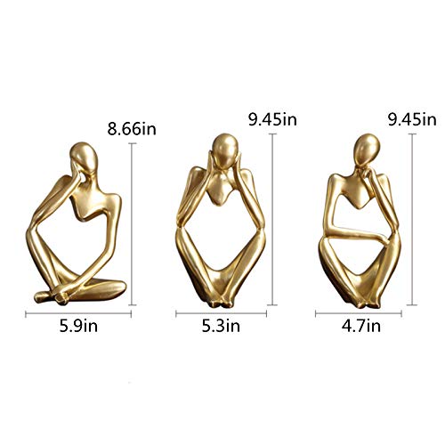 Asng Resin Thinker Style Abstract Sculpture Statue Collectible Figurines Home Office Bookshelf Desktop Decor (Gold, Left,Large) - color: Gold-left, size: Large
