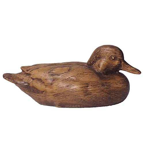 Hymmah Wooden Texture Duck Home Decor Statue Rustic Home Decorations for Living Room, Boho Sculpture Resin Animal Collectible Figurines for Indoor Decor - color: Brown