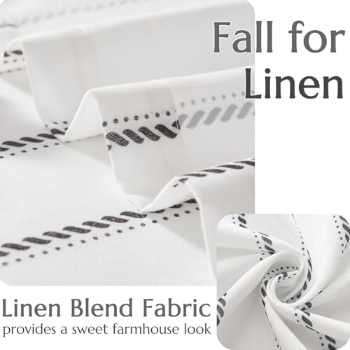 jinchan Linen Striped Kitchen Curtains Tier Cafe Curtains for Living Room Bathroom RV 24 Inch Farmhouse Rustic Half Window Treatment Light Filtering 2 Panels Black on White - color: Cottage Striped Black, size: 26"W x 24"L (Pack of 2)