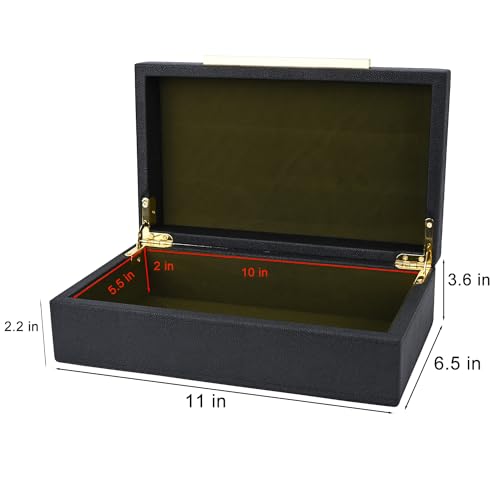 XIGEXIGE Small Black Shagreen box Faux Leather Decorative Box,Keepsake And Memory Storage Decorative Boxes with Lids for Modern Home Decor Jewelry Box Organizer - color: Black-1