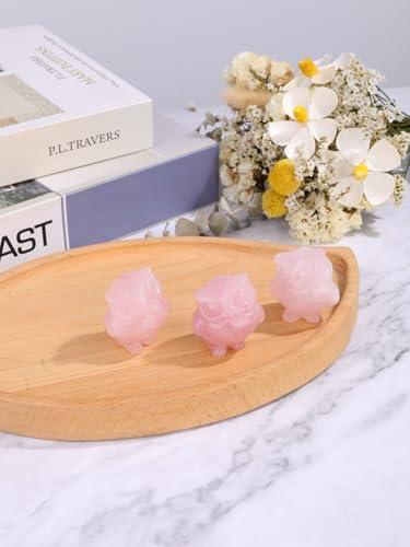 Jovivi Crystal Owl Decor Rose Quartz Healing Stone Crystal Pocket Owls Figurine Statue Hand Carved Polished Natural Gemstone Sculpture Home Office Desk Meditation Gift - color: Rose Quartz