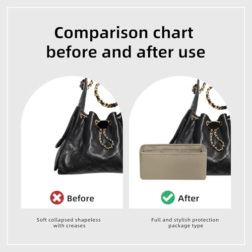 DGAZ Silk Purse Organizer Insert Fits Chanel 25 Handbags，Silky Smooth Bag Organizer，Luxury Handbag & Tote Shaper(Gris Tourterelle,Medium) - color: Gris Tourterelle, size: Medium