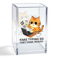 Tap Tap Fake Typing So They Think I'M Busy Acrylic Organizer Pencil Pen Holder, Cute Cat Office Desk Accessories Holder for Women HR Coworker Friend, Sarcastic Gifts for Coworker Accountant - style: Tap Tap