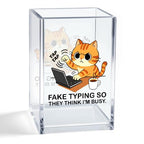 Tap Tap Fake Typing So They Think I'M Busy Acrylic Organizer Pencil Pen Holder, Cute Cat Office Desk Accessories Holder for Women HR Coworker Friend, Sarcastic Gifts for Coworker Accountant - style: Tap Tap