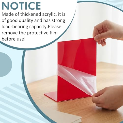 6 Pack Acrylic Bookends, Thickened Colorful Book Ends for Shelves, Assorted Colors, Stable Non-Slip Book Stoppers for Home Office Classroom Organization(Morpheus Colors) - color: Morpheus Colors