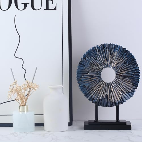 Minimalist Round Statue Above Cabinet Decor Kitchen, Modern Decorative Sculpture Home Decorations for Living Room Coffee Table, Office Decor Items, Center Pieces Decoration (Blue) - color: Blue