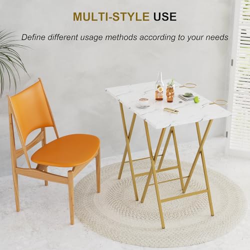 VECELO Folding TV Tray for Eating Set of 2, Portable Dinner/Snack Table with Cup Holder for Couch, Living Room and Small Space, Gold - color: Gold, size: 2 Pack