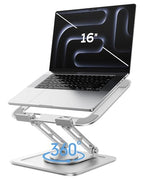 LOXP Adjustable Laptop Stand, Computer Stand with 360 Rotating Base, Ergonomic Laptop Riser Mount for Desk Foldable Protable Computer Desk Fits with MacBook Pro Air (10-16") - White - color: White