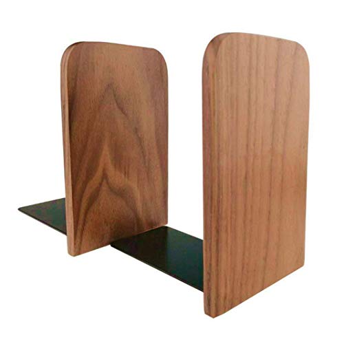 Wood Bookends, Decorative Bookends for Shelves Heavy Books, Office Book Stand, Black Walnut, H6.7 x W4.7 x L3.9 - color: Walnut B-1 Pair