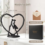 Anniversary Wedding Gift for Her Wife Husband Couple，Classic Black Metal Couple Figurine Heart Sculpture Love Statue，Romantic 1st to 60th Anniversary,Includes Present Box and Gift Card，Valentines Gift - color: Classic Black