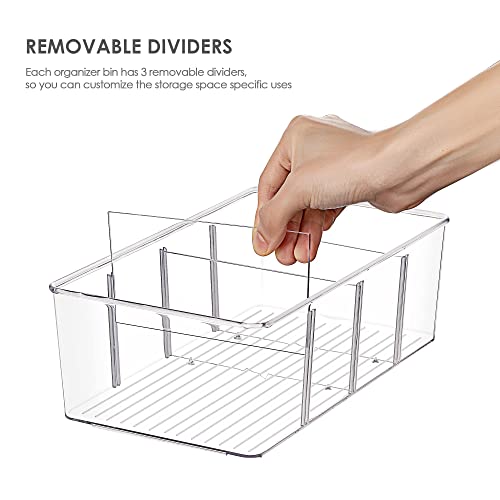 Vtopmart 10 Pack Food Storage Organizer Bins, Clear Plastic Bins for Pantry, Kitchen, Fridge, Cabinet Organization and Storage, 4 Compartment Holder Packets, Snacks, Pouches, Spice Packets - style: 10pack