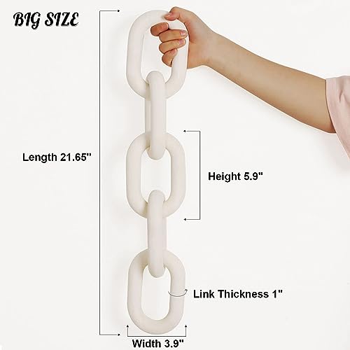 HMASYO White Wood Chain Link Decor, 5-Link Wooden Decorative Chain Home Decor Accents, Coffee Table Decor, Shelf Decor Aesthetic, Modern Bookshelf Table Decorative Objects for Living Room (Pack of 2) - color: White-5, size: 22"D x 3.9"W (Pack of 2)