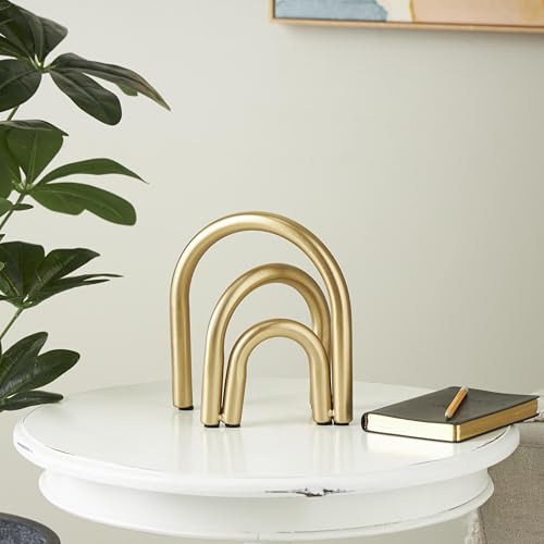 Deco 79 Metal Geometric Decorative Sculpture Overlapping Arch Home Decor Statue, Accent Figurine 7" x 4" x 8", Gold - color: Gold