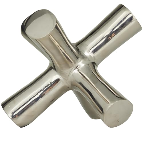 Deco 79 Aluminum Metal Abstract Decorative Sculpture Jack Home Decor Statue, Accent Figurine 8" x 9" x 7", Silver