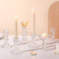 DARJEN 6Pcs Clear Candlestick Holders Set - 4" H & 5" H Striped Taper Candle Holders Bulk, Glass Candle Holders for Wedding, Festival, Party, Table Centerpiece, Gifts - color: Clear, size: Striped Pattern