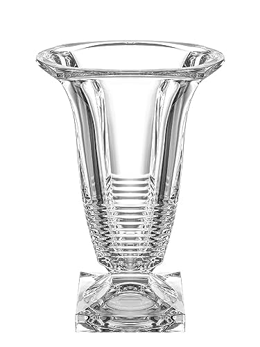 Vase - Cut Crystal - Handmade Glass - 11.25" Height - Footed - for Flowers - Roses - Made in Europe - by Barski