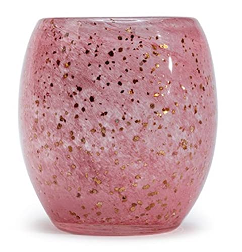 4" Art Glass Glisten + Glass Votive Candle Holder (Pink Gold)