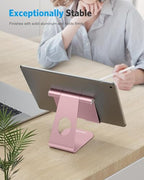 OMOTON Tablet Stand Holder Adjustable, T1 Desktop Aluminum Tablet Dock Cradle Compatible with iPad Air/Mini, iPad 10.2/9.7, iPad Pro 11/12.9, Samsung Tab and More, Rose Gold - color: Rose Gold