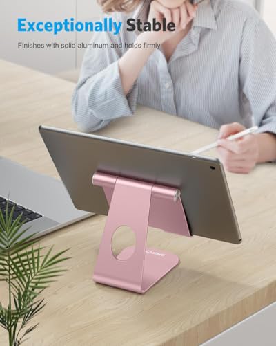 OMOTON Tablet Stand Holder Adjustable, T1 Desktop Aluminum Tablet Dock Cradle Compatible with iPad Air/Mini, iPad 10.2/9.7, iPad Pro 11/12.9, Samsung Tab and More, Rose Gold - color: Rose Gold