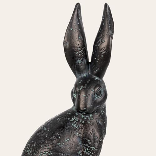 Rabbit Bookends, Decorative Bunny Book Ends for Shelves, Unique Rabbit Figurine Bookends, Heavy Resin Book Holder for Bookshelf Home Office Nursery Decor (Dark Bronze) - color: Dark Bronze