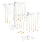 OAOLEER Acrylic Necklace Organizer, Clear Necklace Holder Stand, Jewelry Organizer Display Hanger Rack with Bilateral Hooks for Necklaces Pendant Bracelets Ring (Tall 11.6 in（2PCS) - size: Tall 11.6In (2PCS)