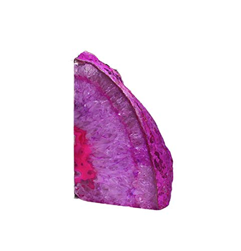 JIC Gem Pink Dyed Agate Bookends Geode Book Ends Stone Bookends for Shelves to Hold Books Heavy Duty with Rubber Bumpers for Decoration Brazilian(1 Pair, 3-4 LBS) - color: Pink Dyed, size: 3-4LBS.