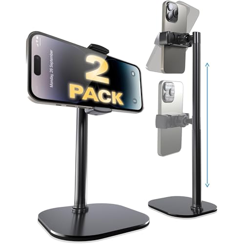 COOPER ChatStand, [Gift Family Pack], Adjustable Cell Phone Stand for Desk, Phone Stand for Recording, iPhone Holder, Small Tripod for iPhone, Fits Samsung, Android Smartphones, (Night Black, 2-Pack) - color: x2 Pack - All Black