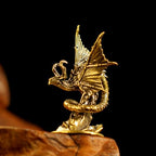 CHOVY Majestic Demon Dragon Perched on Rock Wings Spread - Handcrafted Retro 100% Solid Brass-Ideal Home Decor Desk Ornament Collectible Artwork Office Accent Artistic Scene Decoration - style: Demonic Dragon
