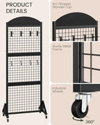 CHOEZON 2 Packs Grid Wall Panel 5.7' x 2' FT Grid Display Rack with Wheels, Movable Gridwall Display Stand with 8 S-Shaped Hooks and 8 Garment Hooks, Floorstanding Wire Grid Rack, Black TCJ17P2BB - color: Black