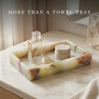 Bey-Berk Ezra Green Onyx Genuine Marble Guest Towel Tray, 9" x 5.75" Bathroom Counter Tray, Luminous Onyx Accent Piece - color: Onyx