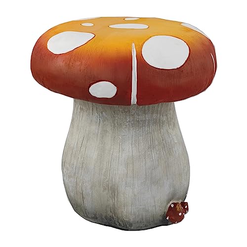 Mushroom Resin Statue Stool Over Sized Sculpture Courtyard Lawn Pond Ornament Garden Outdoor Patio Stool Decoration Red 13.3'' High - size: 13.3'' High