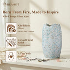 BEAHOT Ceramic Vases Set of 3 – 6.7-inch Handmade Blue & White Pottery Trio with Speckled Glaze – Decorative Flower Vases Home Decor for Table Mantel Entryway Shelf Living Room Kitchen Bathroom - size: Blue White 3 set