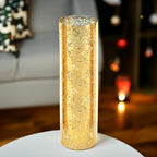 WGVI Hurricane Candle Holder Sleeve, W: 4", Ht: 16", Gold Speckled Glass Cylinder Open Both Ends, Chimney Tube Shade, 1 Piece - size: 4x16"H