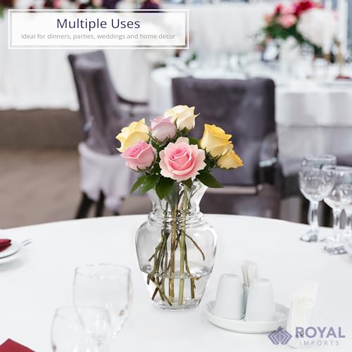 Royal Imports Glass Flower Vase Clear Modern Decorative Centerpiece Urn Wide Mouth Classic Everyday Rose Gathering Wedding Table Bouquet Holiday-Stripes