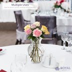 Royal Imports Glass Flower Vase Clear Modern Decorative Centerpiece Urn Wide Mouth Classic Everyday Rose Gathering Wedding Table Bouquet Holiday-Stripes