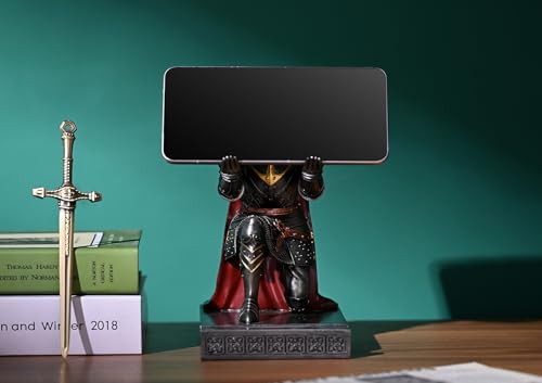 King's Guard Leader Cloak Warrior Knight Pen Holder Mobile Phone Stand, Ornament Knight Statue, Pen Stand Paperweight for Office and Home (Iron) - color: Iron