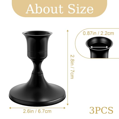 zeochyni Black Taper Candle Holders Set of 3, Vintage Metal Candlestick Holders for Dinner Room Table Centerpiece or Mantel Wedding Party Decor - color: Black, size: Set of 3