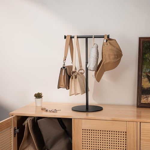 niffgaff 2 Pack 15‘’-24‘’ T Bar Purse Display Stand Tabletop: Adjustable Height Handbag Holder, Countertop Hanging Rack for Long Necklace Scarf Lanyard, Black - color: Black