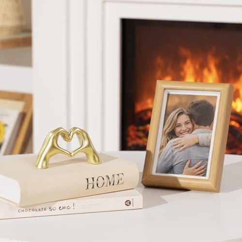 Gold Decor Living Room – Mini Small Heart Hands Sculpture – Shelf Decor Aesthetic – Cute Home Accent Table & Shelves – Love Statue - Gifts Girlfriend, Wife, Women, Teen Girls, Valentine (Gold, Mini) - color: Gold, size: Mini
