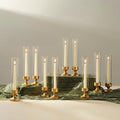NUPTIO Hurricane Glass Candle Holder: Set of 10 Metal Taper Candle Holders with Sleeves - Gold Candlestick Holders Bulk for Outdoor Party Wedding Table Centerpiece Decoration - size: 10 Pcs