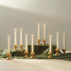 NUPTIO Hurricane Glass Candle Holder: Set of 10 Metal Taper Candle Holders with Sleeves - Gold Candlestick Holders Bulk for Outdoor Party Wedding Table Centerpiece Decoration - size: 10 Pcs